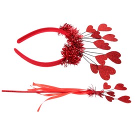 Healeved 1Set Heart Hair Hoops with Fairy Wand Sequin Headbands for Valentine's Day Parties and Birthdays Present for Friends and Loved Ones