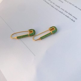 Gold Plated Stainless Steel Stylish Cartilage Earrings Punk Goth Safety Pin Earrings for Women Girl, Metal