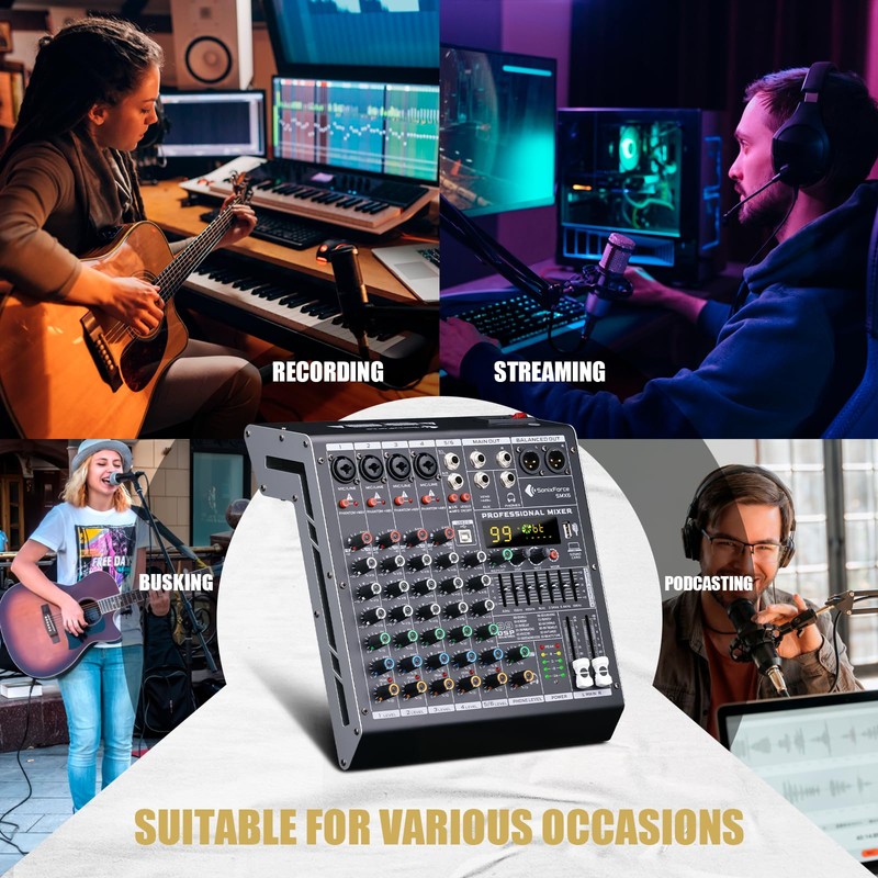 6 Channel Audio Mixer Sound Board Console System 99 DSP