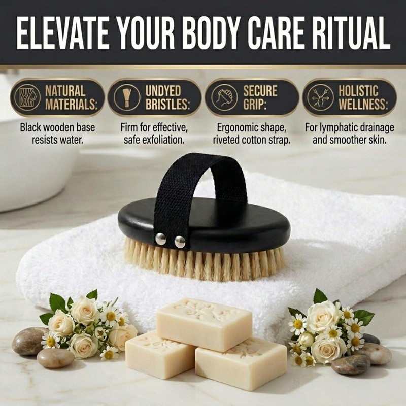 SERRENTO Dry Body Brush Handheld - Massage Tool Skin Brush