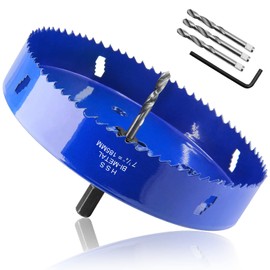 Seimneire 7-1/4 Inch Hole Saw with Heavy Duty Arbor, 1.2 Inch Cutting Depth HSS Bi-Metal Hole Drilling Cutter for Smoothly Cutting in Wood Cornhole Boards Plastic Drywall & Thin Metal