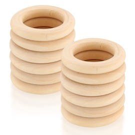 12pcs Wooden Rings for Crafts, Natural Wooden Rings for Macrame, Unfinished Wood Rings Circles, Macrame Rings Wooden Hoops for DIY Craft Pendant Connectors Jewelry Making - 80mm/3.15 inch