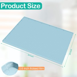 FORWOS Under Sink Mat, 34" x 22" Silicone Mats for Kitchen Waterproof, Under Sink Cabinet Organizers and Storage, Sink and Cabinet Protector, Under Sink Tray for Bathroom (Blue)
