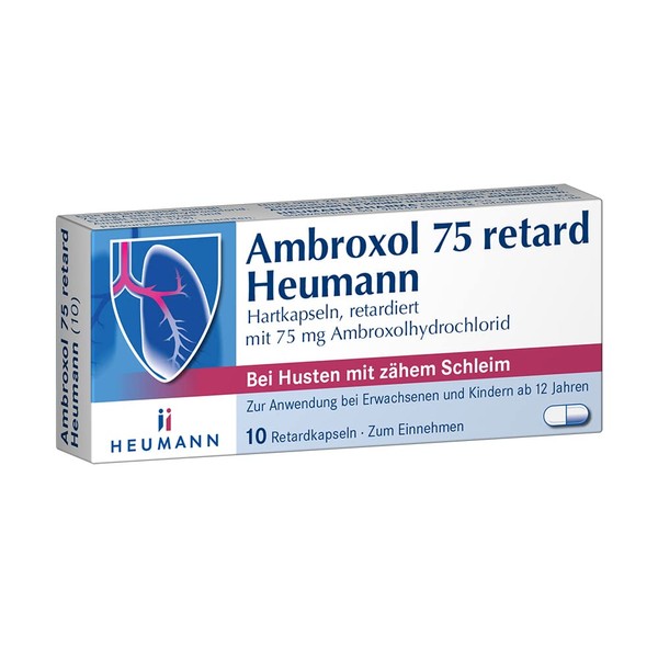 Ambroxol 75 Heumann, mucus remover for stuck cough with tough phlegm, 10 prolonged-release capsules