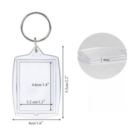 Luabue Pack of 25 Key Rings Photo Acrylic Photo Key Fobs with Key Ring Picture Keyring 4 x 5.5 cm Transparent Picture Frame Photo Pendant Key for Family Friends Gifts, transparent