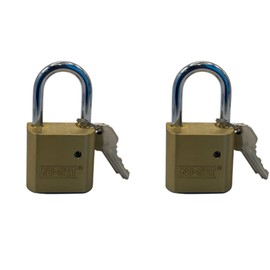 NU-SET 2" Heavy Duty Solid Brass Padlock Hardened Shackle, Pack of 2 Keyed Alike