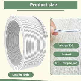 Lusperi Universal Garage Door Wire,100 Feet 2 Conductor Bell Wire, Extension Cable Wires Cord for Control Station and Sensor,24 AWG 2-Pin