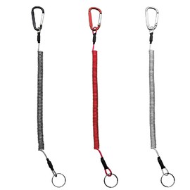 ZZHBOO Pack of 3 Carabiner Fishing Lanyard Spiral Cable Fishing Lanyard, Anti-Lost Spiral Safety Rope with Carabiner Elastic Spiral Key Ring Stretchy Key Chain, blue