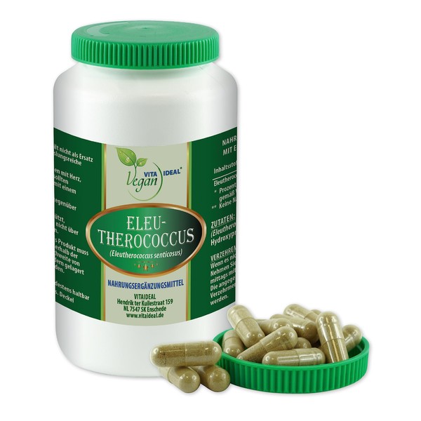 VITA IDEAL Vegan® Eleutherococcus 360 Capsules Taiga Root – Eleutherokokk – Senticosus – Daily Serving 800 mg Pure Powder. Natural, Vegetable and No Additives, Original by VitaDeal