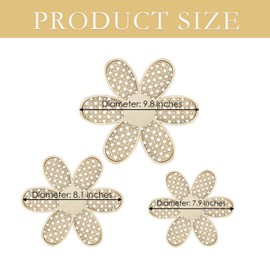 LINCAN 3Pcs Boho Daisy Wall Decor, Natural Rattan Flower Wooden Wall Decor, Daisy Wall Hanging Art Wall Signs Nursery Wall Decor Flower Hanging Decor Home Office Nursery Bedroom Farmhouse Bathroom