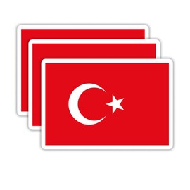 (3PCS) Turkey Flag stickers, Countries Flag Stickers - Waterproof Vinyl Decals For Laptops, Tumblers, Water Bottles, Books, Scrapbooks, Size 3 x 2 Inch