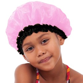 DONNA KIDS SATIN BONNET Sleeping Cap Hair Bonnet Soft Satin Kids Hair Bonnet Shower Cap for Kids PINK