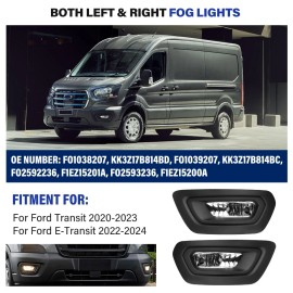 Unbranded For Ford Transit 2020-2024 Left & Right Fog Lights W/Bezels Covers+Bulbs+W