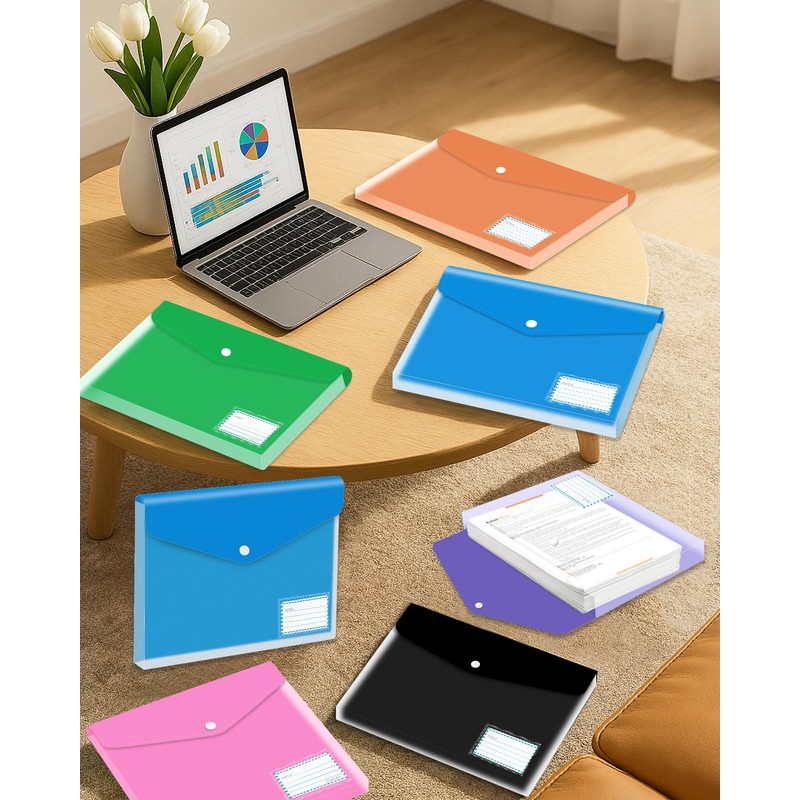 Flow fire A4 Plastic Wallets with Popper, 18 Pcs A4