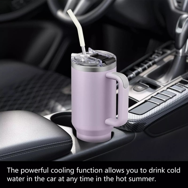 TEAMVV 40oz Stainless Steel Tumbler with Straw & Lid –