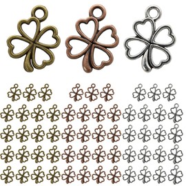 JEYORZY 60 Stück Vierblättriges Kleeblatt Anhänger Metall Kleeblatt Glücksbringer Kettenanhänger, Kleine Metall Charms zum Armband, für DIY Abschiedsgeschenk, Keschlüsselanhänger, Schmuckanhänger