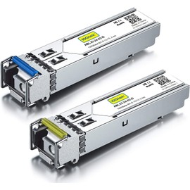 a Pair of 1.25G SFP Bidi Transceiver 1000Base-BIDI, 1550nm/1310nm SMF, up to 2~3 km, for Cisco, Ubiquiti UniFi, Mikrotik, D-Link, Netgear and More