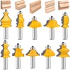 OLETBE 10 PCS Router Bit Set, 1/2-Inch Shank Round Over