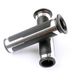 MotorToGo 7/8" Open End Silver Silver Motorcycle CNC Aluminum Handlebar Gel Grips for 2018 Honda Grom 125 ABS