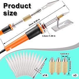 19 Pieces Electric Hot Knife Cutter Tool, Multipurpose Hot Knife Stencil Cutter with Metal Stand, 14 Pieces Blades, 3 Pieces Chuck Sleeves for Cutting Carving Soft Thin Foam Making Stencils