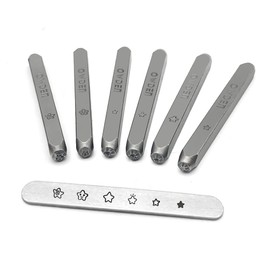 Owden 6Pcs. Metal Stamps Punch Set, 6 Styles Star 3mm and 2mm, Metal Design Stamping Punch for Jewelry Stamping Working on Blank Aluminum,Brass,Copper Tags and Bracelet.