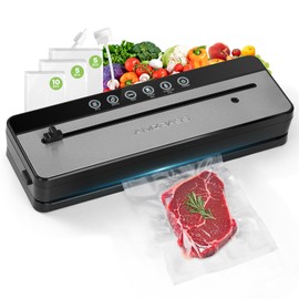 Amzpass Vacuum Sealer for Food, 6-in-1 Food Vacuum Sealer Machine, Built-in Cutter Food Sealer Vacuum Sealer, Compact Vacuum Sealers with 20 Vacuum Bags, External VAC for Jars & Containers, Black