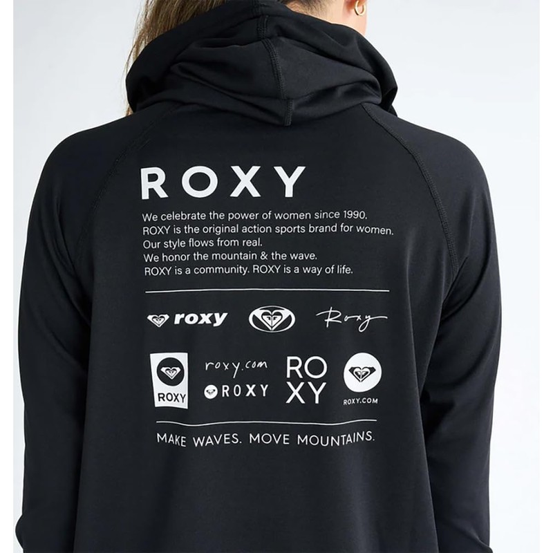 Roxy Historical Logo Hoody Women's Rash Guard, Black, L