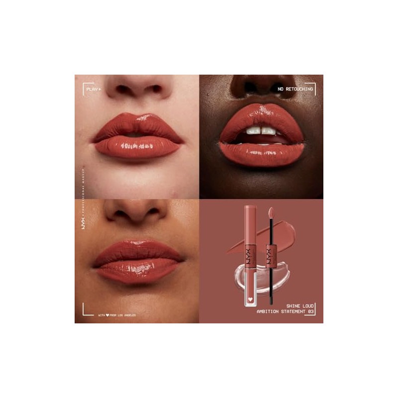 NYX Professional Makeup, Shine Loud, Labial Líquido Larga Duración, Ambi
