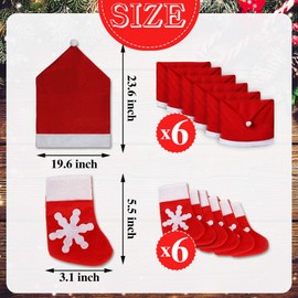 Funnlot Santa Christmas Chair Covers 12 Pcs Santa Chair Back Covers Christmas Cutlery Socks Santa Seat Covers Fabric Santa Chair Covers Cover Christmas Decorations for Chairs Kitchen Festival Holiday