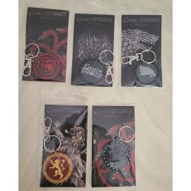 GAME OF THRONES KEY RING CLIP CHAIN LOT OF 5 PLASTIC BODY METAL RING