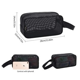 Moyad Mesh Shower Caddy Portable Toiletry Bag College Dorm Room Essentials for Girls Guys Gym Bag Camping Organizer Hanging Bathroom Mesh Bag, Black