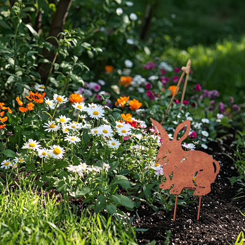 VERDOBA Rabbit Garden Decoration Rust - Rabbit Garden Decoration -