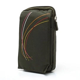 DFVmobile - Multi-Functional Vertical Stripes Pouch Bag Case Zipper Closing Carabiner for Fly Banana (2019) - Green (16 x 9.5 cm)