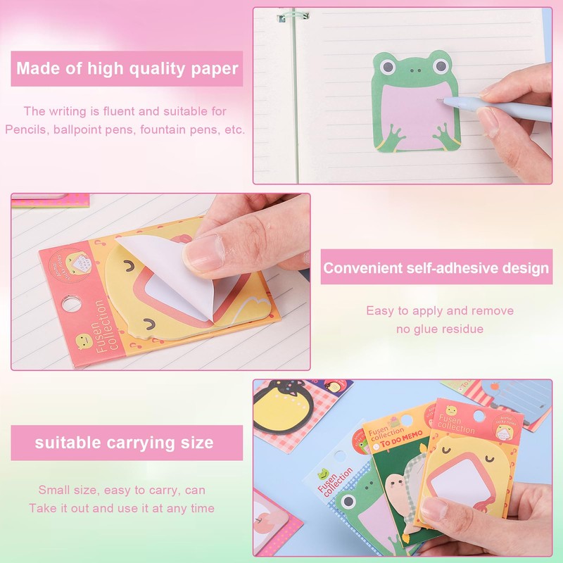 FRIUSATE 24 Packs Sticky Notes, Cartoon Animal Sticky Notes, Cute