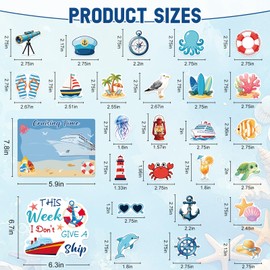 27PCS Cruise Door Decorations Magnetic, Cute Nautical Cruise Door Magnets