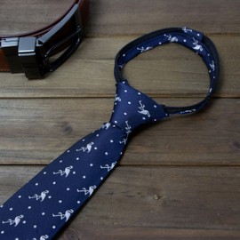 Spring Notion Boys' Pre-tied Woven Zipper Tie Large Navy Silver Flamingo