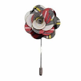 White Tartan Handmade Flower Lapel Pin, Buttonhole, Corsage, Boutonniere
