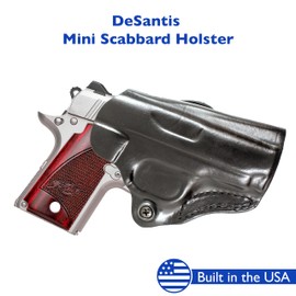 DeSantis Mini Scabbard Gun Holster with Secure Grip, Fits Kimber Micro 9 and Kimber Micro 9 W/CT Grips Guns, Leather Molded Holster, Right-Hand Draw, Unisex, Black