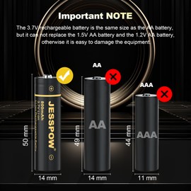 14500 Rechargeable Battery 800mAh Button Top 3.7 Volt Batteries for Headlamp Flashlight (4 Pack,14500 Battery+Charger)