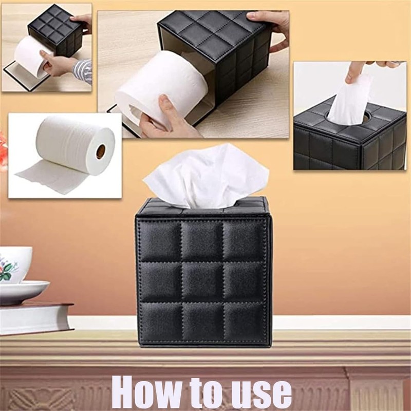 Cube Tissue Box,PU Leather Paper Box,Tissue Box Cover,Square Napkin Rack,Napkin