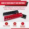 8Pcs Magnetic Socket Organizer Set, 1/2", 1/4" and 3/8" SAE