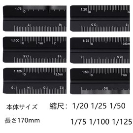 Triangular Scale for Land and House Surveyors, Drafting Supplies, Architectural Drawing, Aluminum (Small 6.9 inches (15 cm), Black)