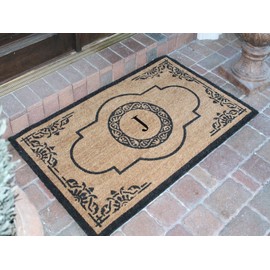 A1 Home Collections First Impression Hand Crafted Abrilina Entry Monogrammed Double Doormat, 29.5" X 47.5", Black