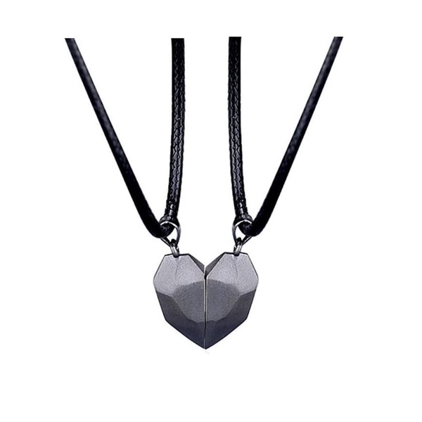 Yaozeio Unisex Adult Heart-Shaped Stainless Steel Magnetic Necklace for Couples,