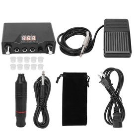 Professional Tattoo Pen Kit Tattoo Machine Foot Pedal Power Supply Set Black