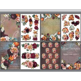 CrafTreat Floral decoupage Paper for Furniture - Decorative Flowers 3 -Size: A4 (8.3 x 11.7 Inch) 8 Pcs -decoupage Paper Crafts-Decorative Paper for decoupage-decoupage Paper Floral for Scrapbooking