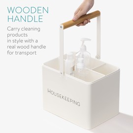 Navaris Cleaning Caddy with Handle - Metal Cleaning Product Storage Organizer Box for Housekeeping Products for Bathroom Kitchen Home - Vintage Design