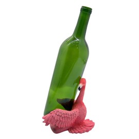 Pink Flamingo Wine Bottle Holder, Tabletop Decoration, 6 Inches