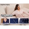 WJing Yi Jia Womens 3Pcs Satin Pajamas Set Silk Pajama