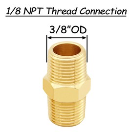Uenede 4PCS 1/8 Inch NPT Brass Hex Nipple Coupling 1/8" NPT x 1/8" NPT Male Threaded Equal Diameter Coupler Air Hose Pipe Fittings Adapter for Water/Oil/Gas